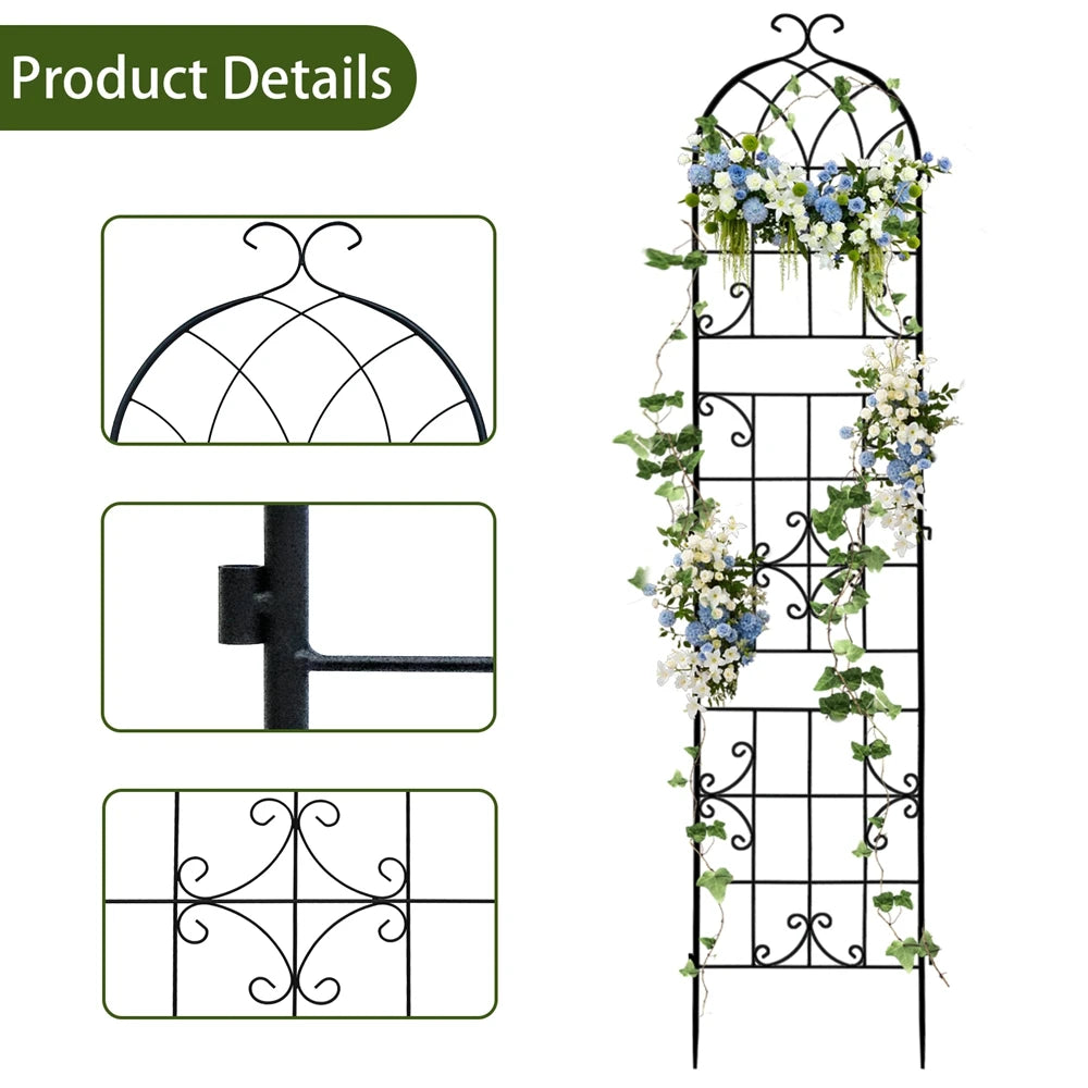 Three Pack Rustproof Tall Metal Garden Trellis For Climbing Plants And Vines