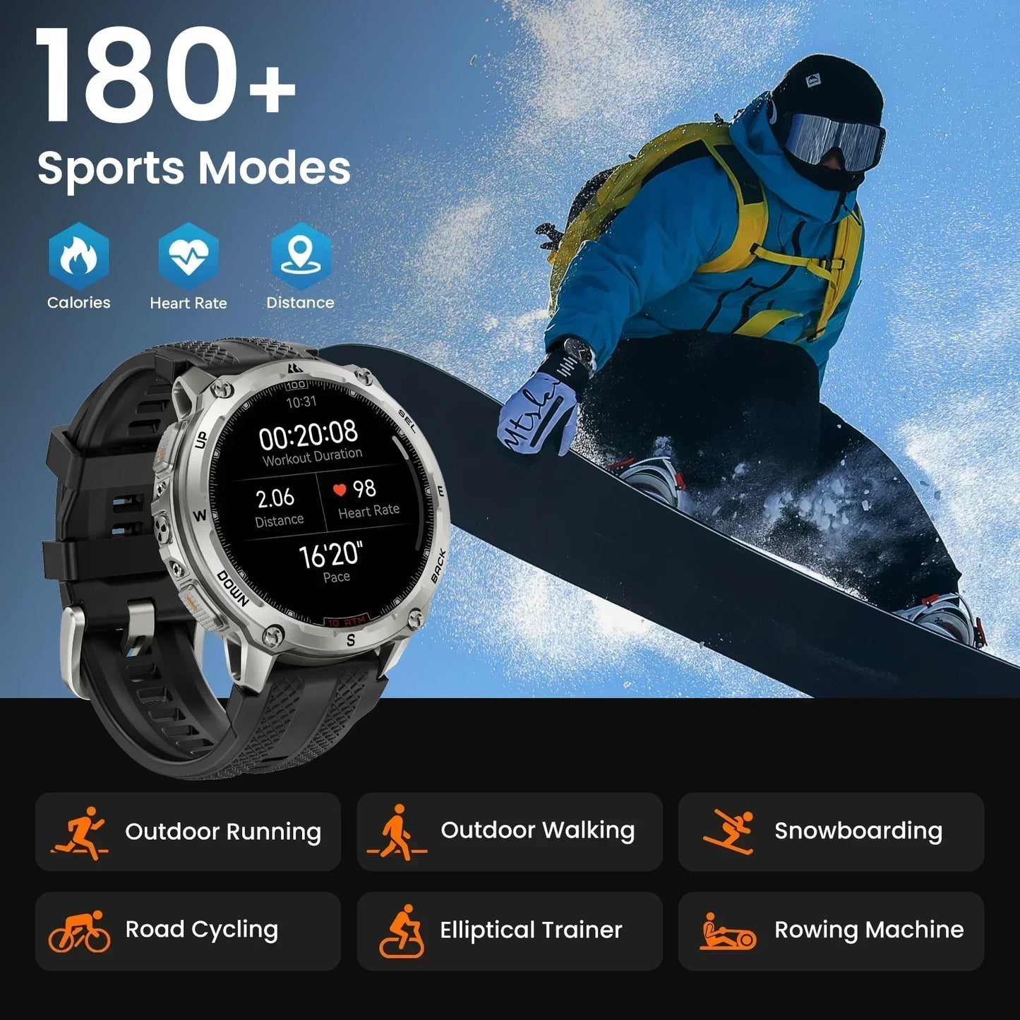 KOSPET Tank T4 Smartwatch for Men GPS Maps 10ATM Waterproof
