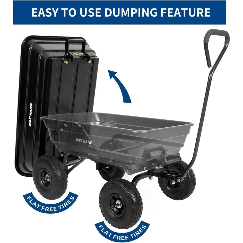 BILT HARD Yard Dump Cart No Flat Tires 600lb Capacity