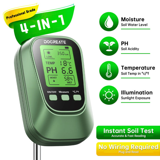 4 In 1 Soil Tester PH Moisture Temperature Light LCD