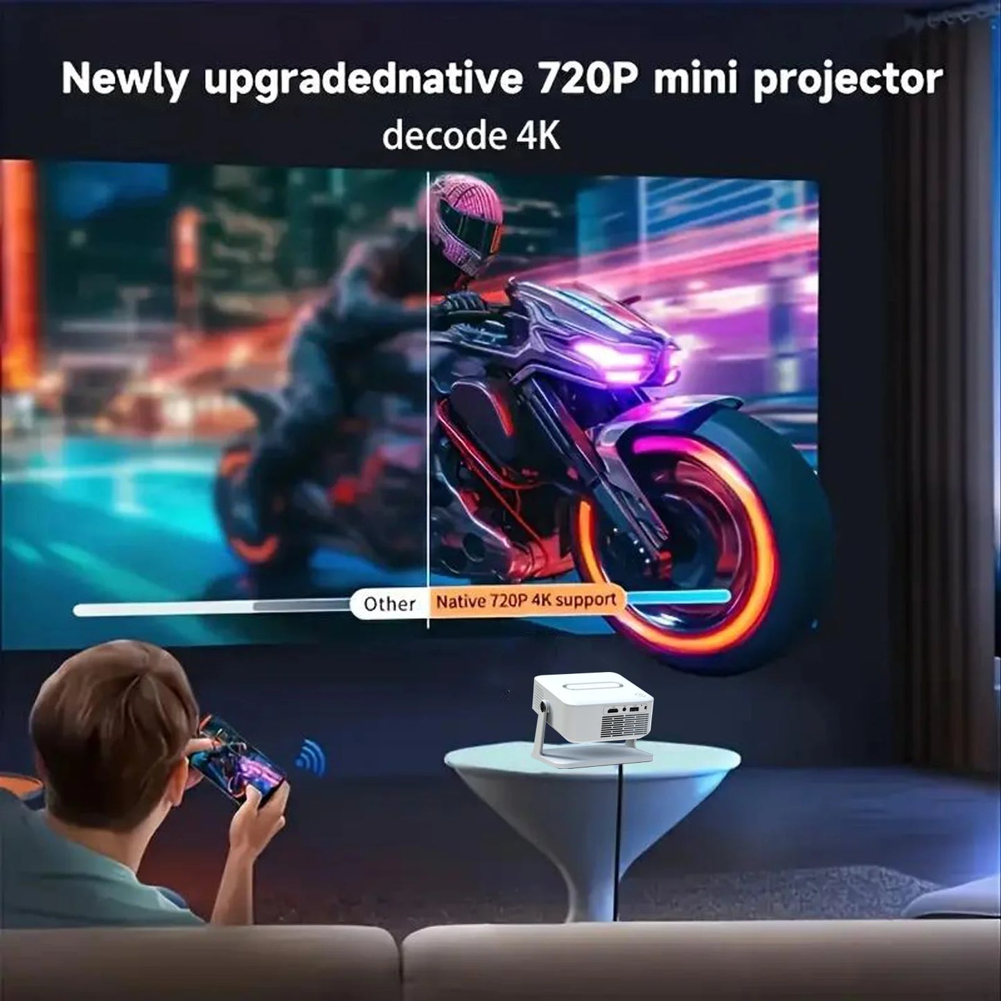 Xnano Android Smart Projector With Holder 300 ANSI Lumens HDMI