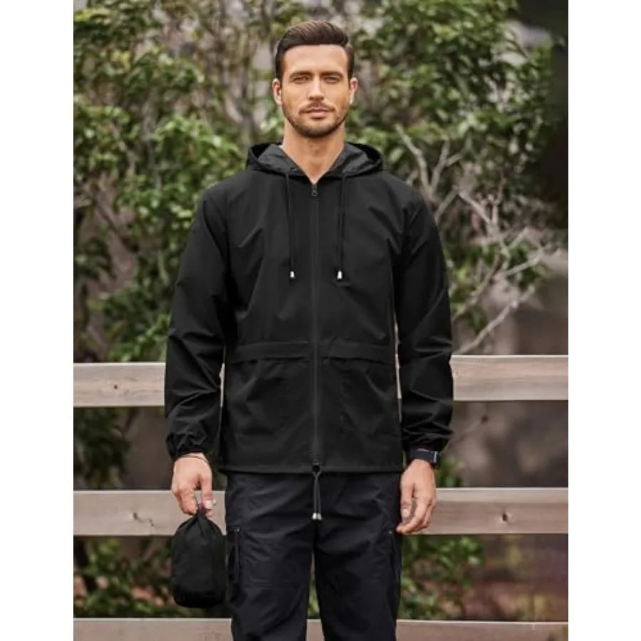 Packable Hooded Rain Jacket Waterproof for Outdoor Travel and Hiking