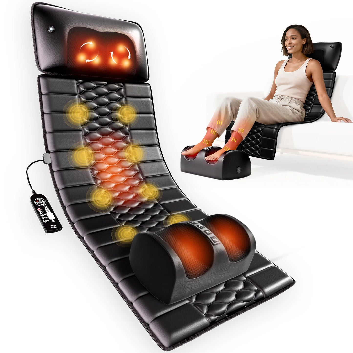 HOMEMASSA Shiatsu Full Body Massage Mat With Heat 10 Motors