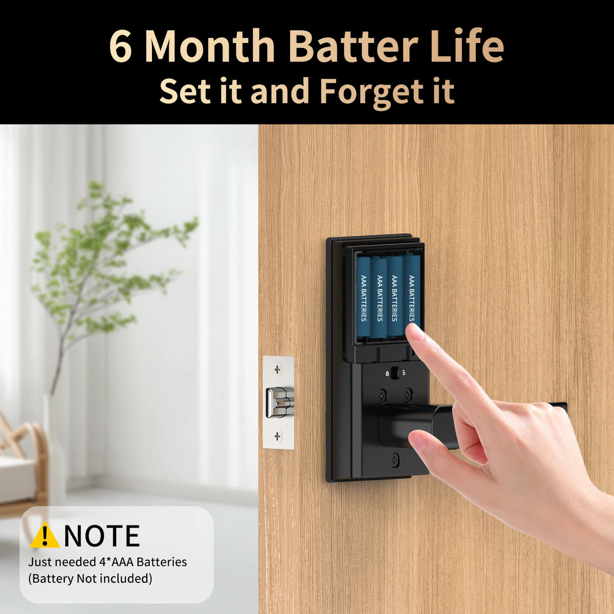 Viladepot Smart Lock Fingerprint Door Lock TYPE-C Interface App Control Passcode Unlock Electronic Touchscreen Keypad Handle