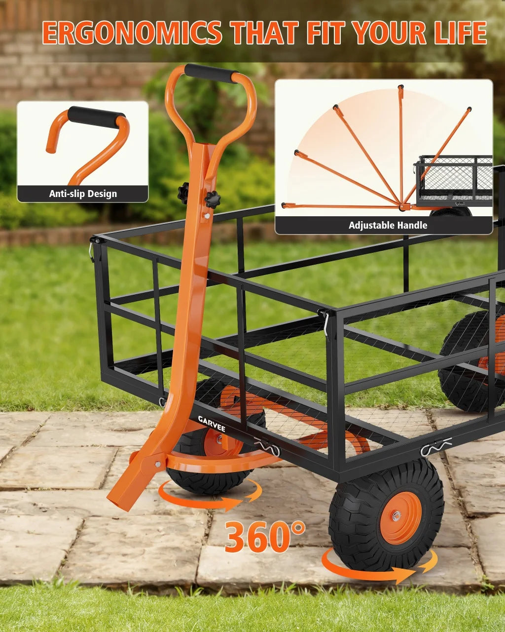 HiMISS Heavy Duty Garden Cart 1200 Pounds Capacity Wagon