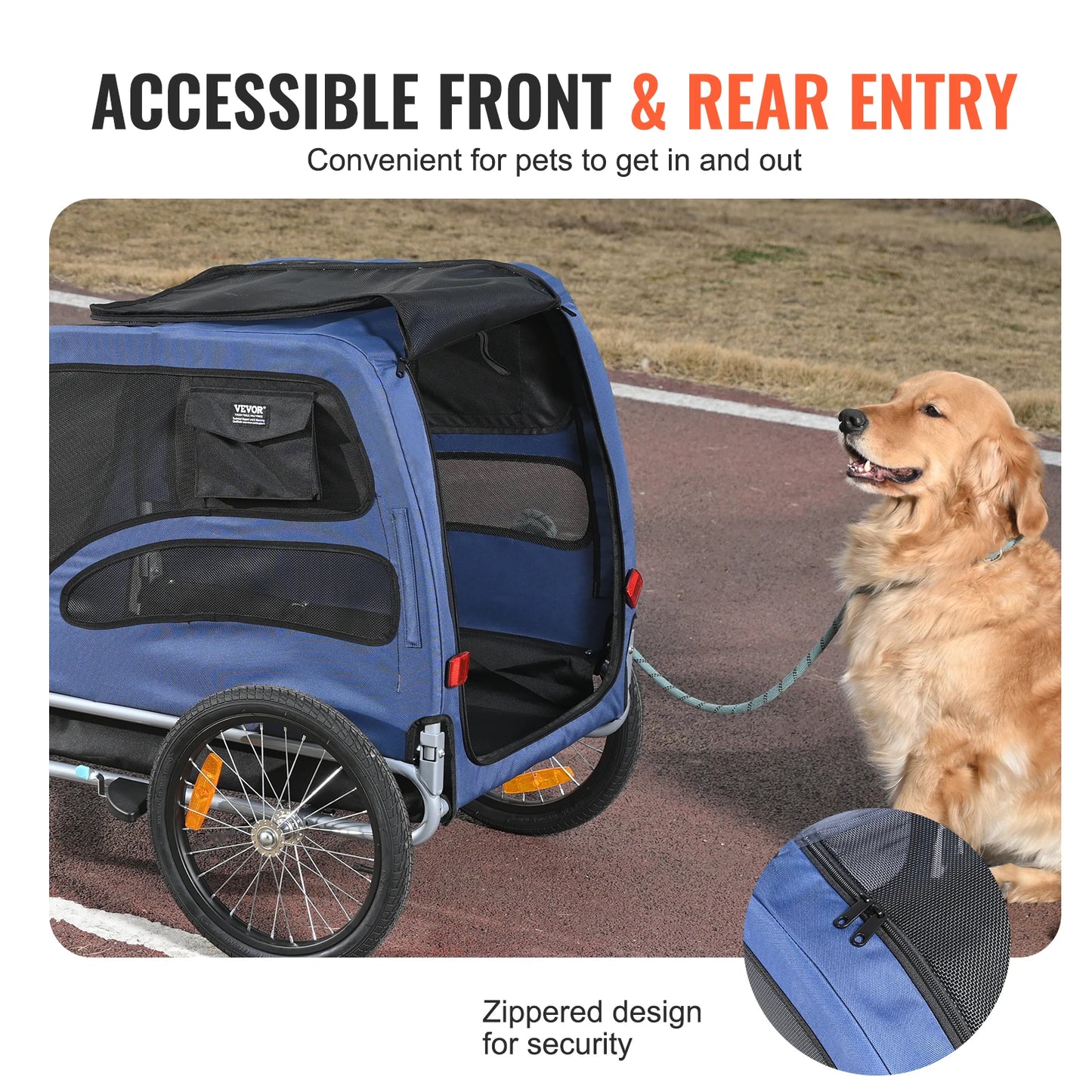 Pet Bike Trailer For Dogs 100 Lb Capacity Foldable