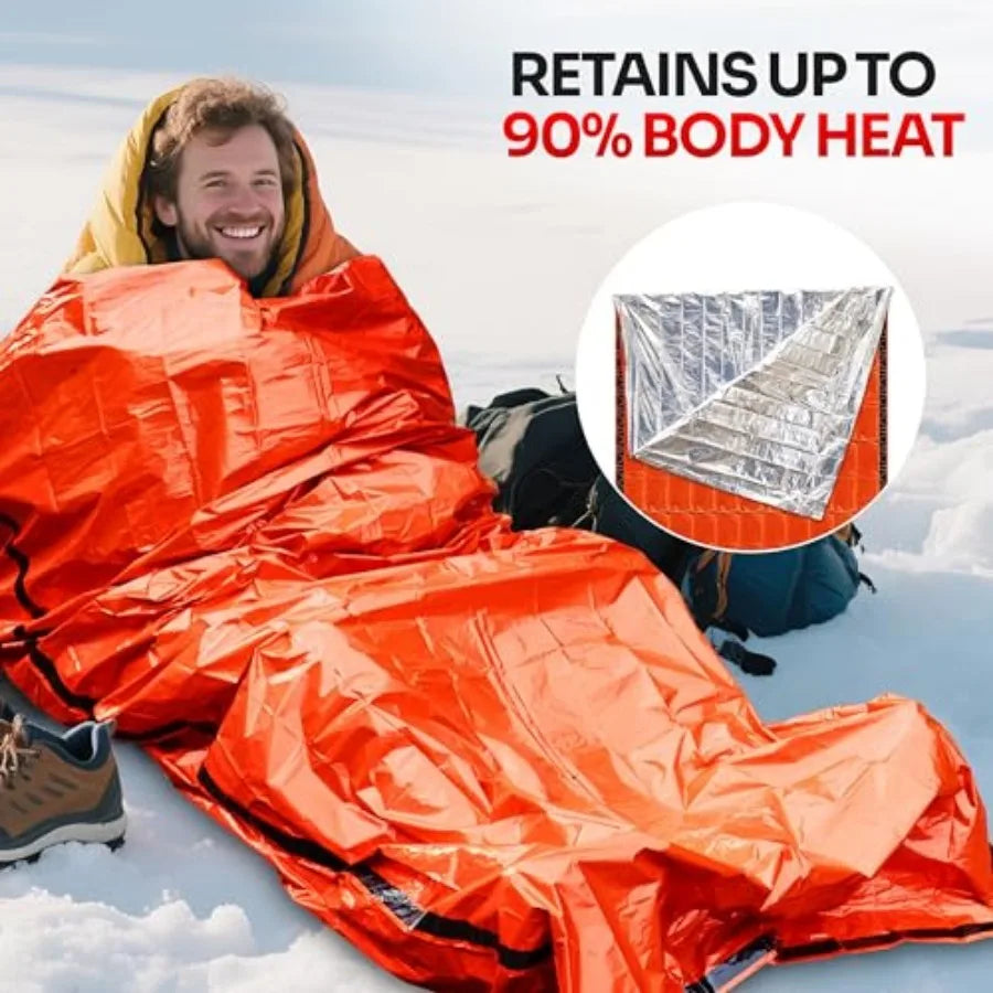 Emergency Sleeping Bag for Survival Gear and Supplies Life Bivy Sack Waterproof Mylar Emergency Blankets for Survival Kit Car C