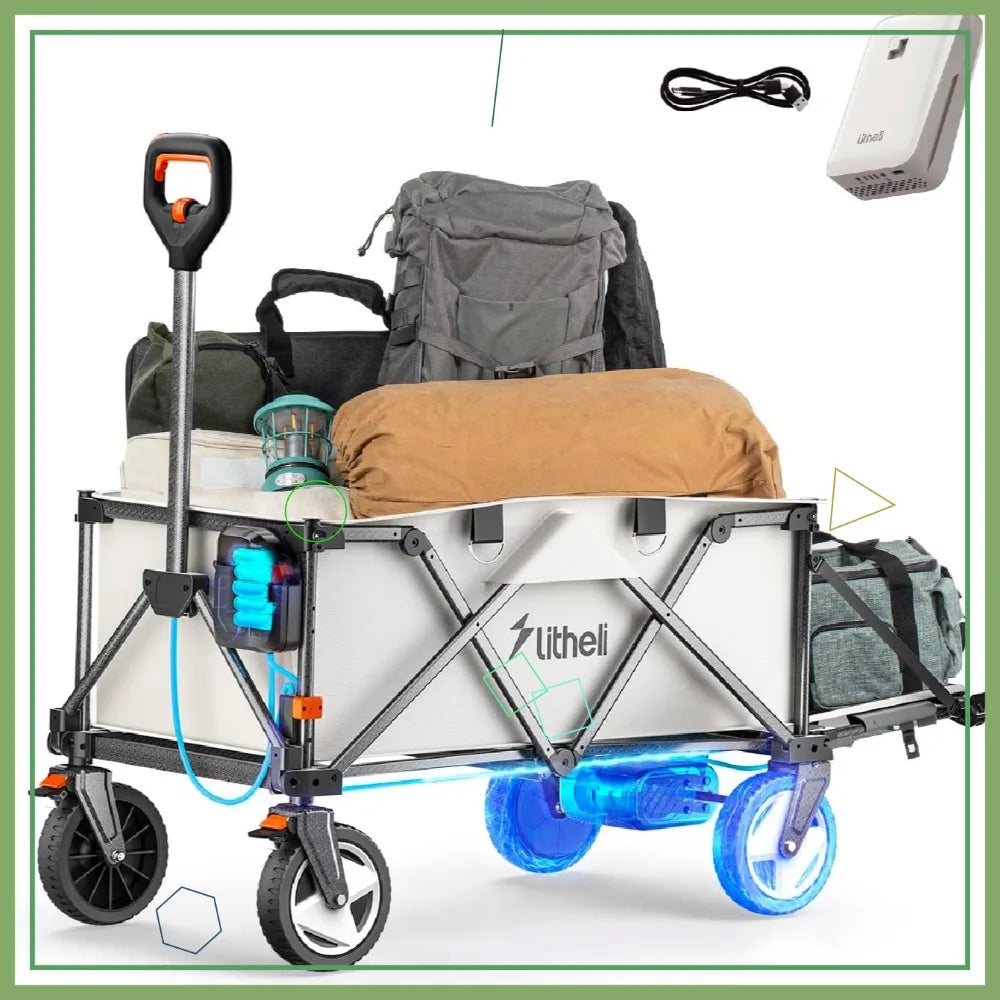Electric Wagon Cart With All Terrain Wheels 200L Capacity