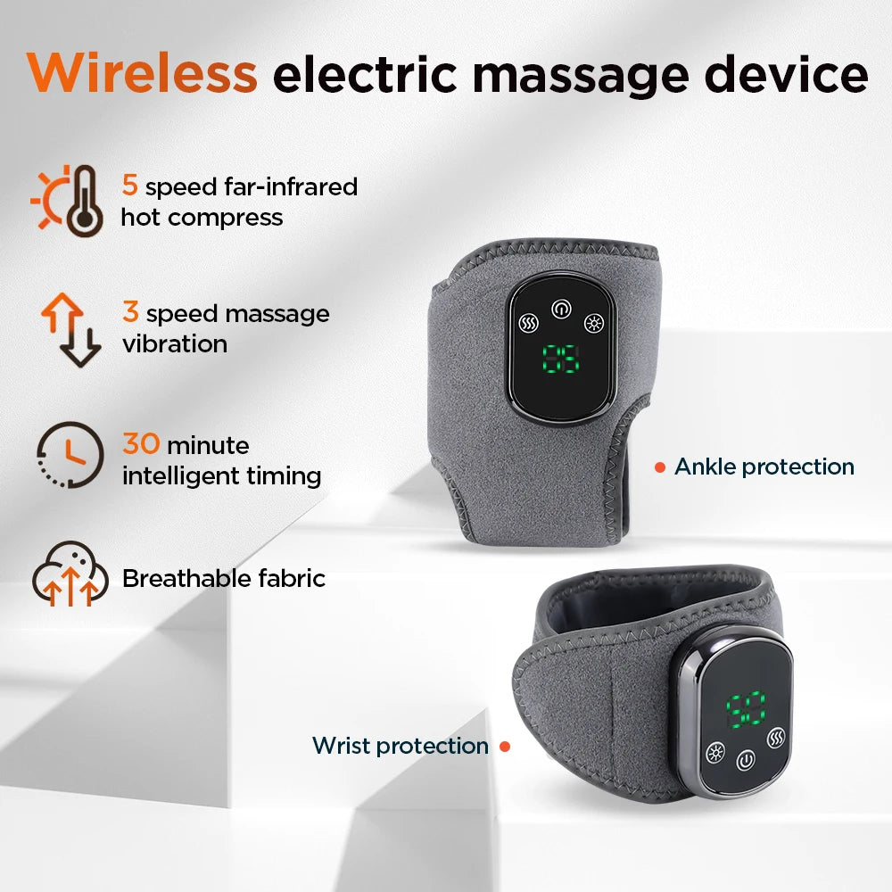 Hailicare Rechargeable Electric Heating Ankle Brace Massager With Hot Compress