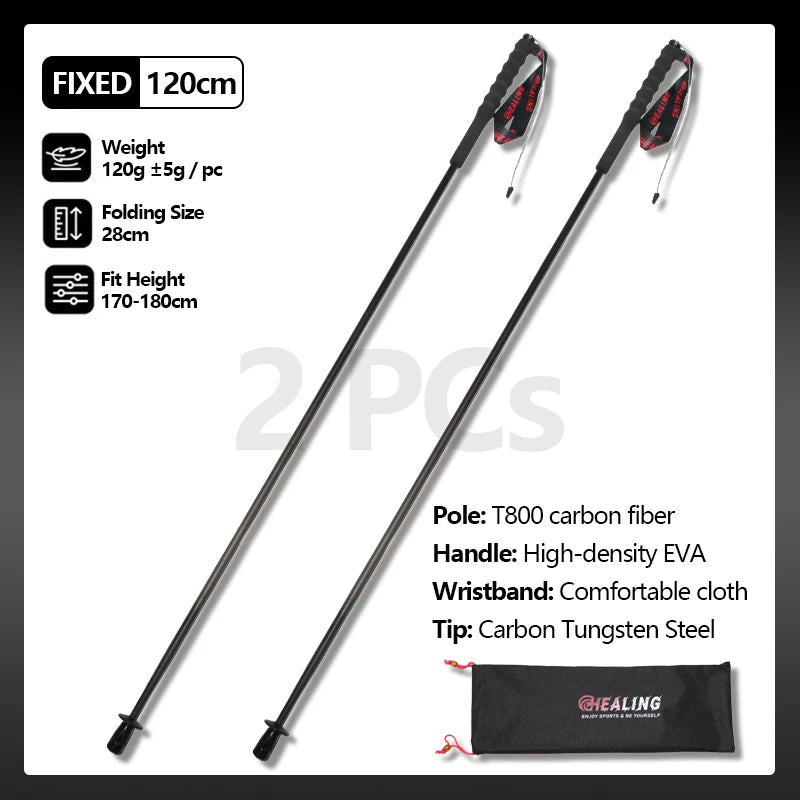OKHEALING Ultralight Carbon Fiber Trekking Poles 2 Pack Foldable