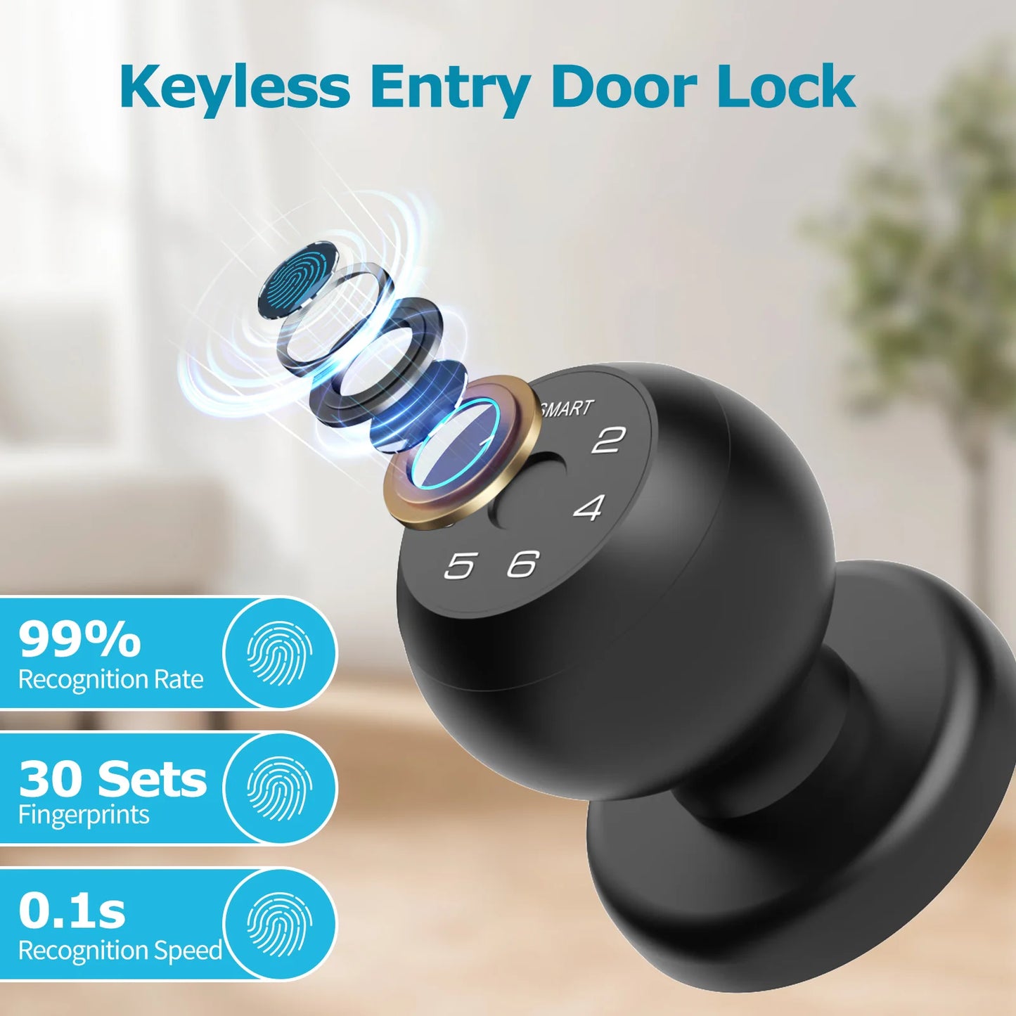 Viladepot Smart Lock Keyless Entry Lock With Biometric Fingerprint Bluetooth