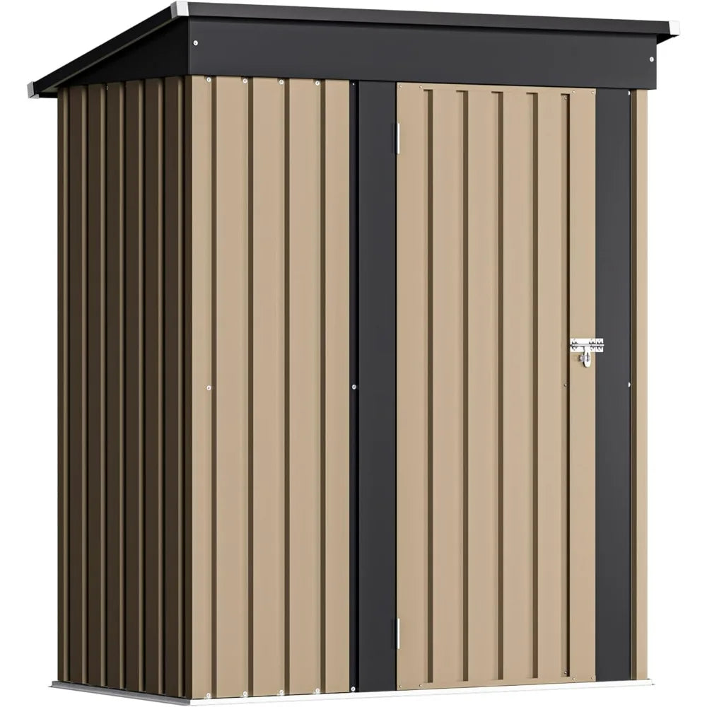 Devoko Outdoor Storage Shed Lockable Metal Garden Shed With Single Door