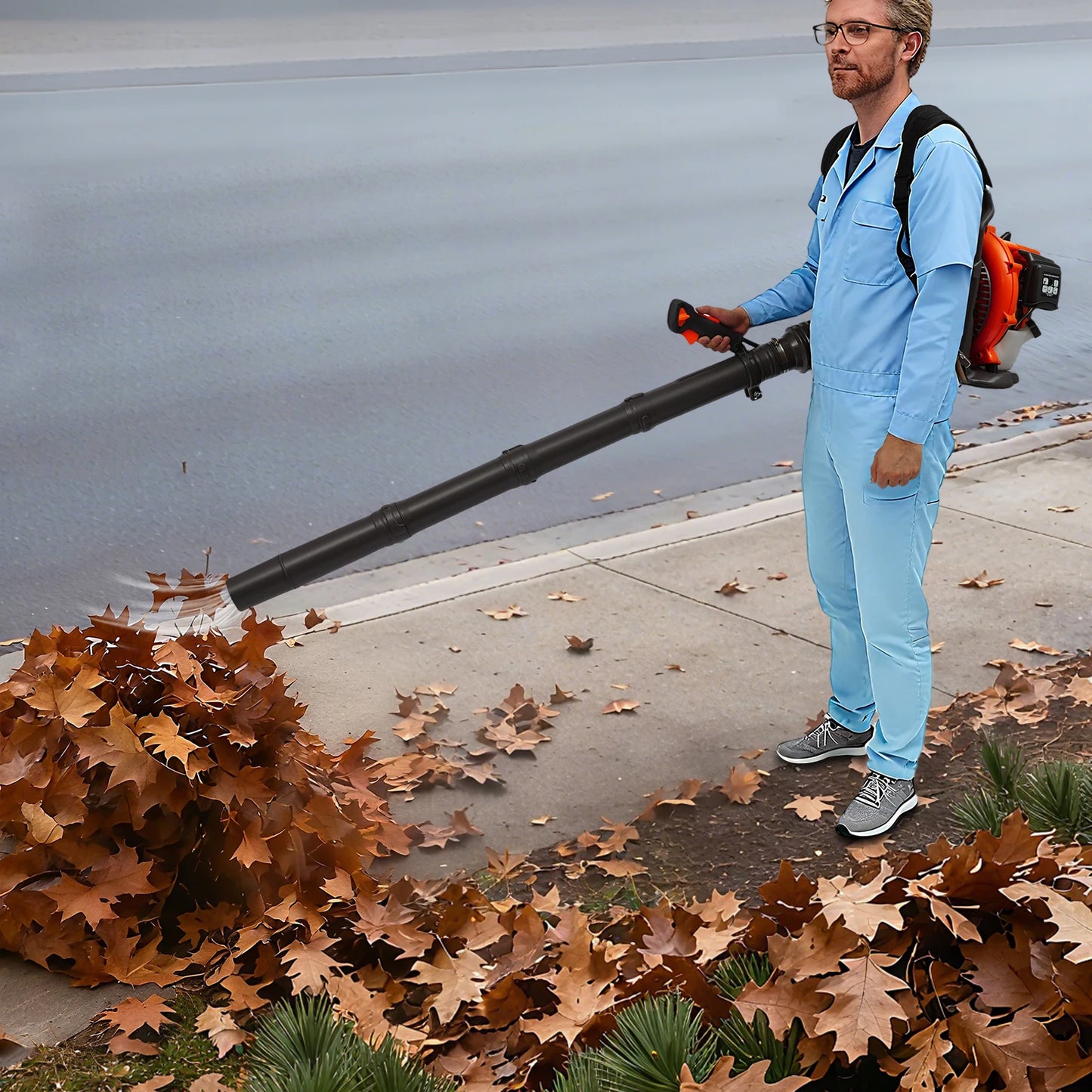 CNCEST 2 Stroke Backpack Gas Leaf Blower For Debris Cleanup