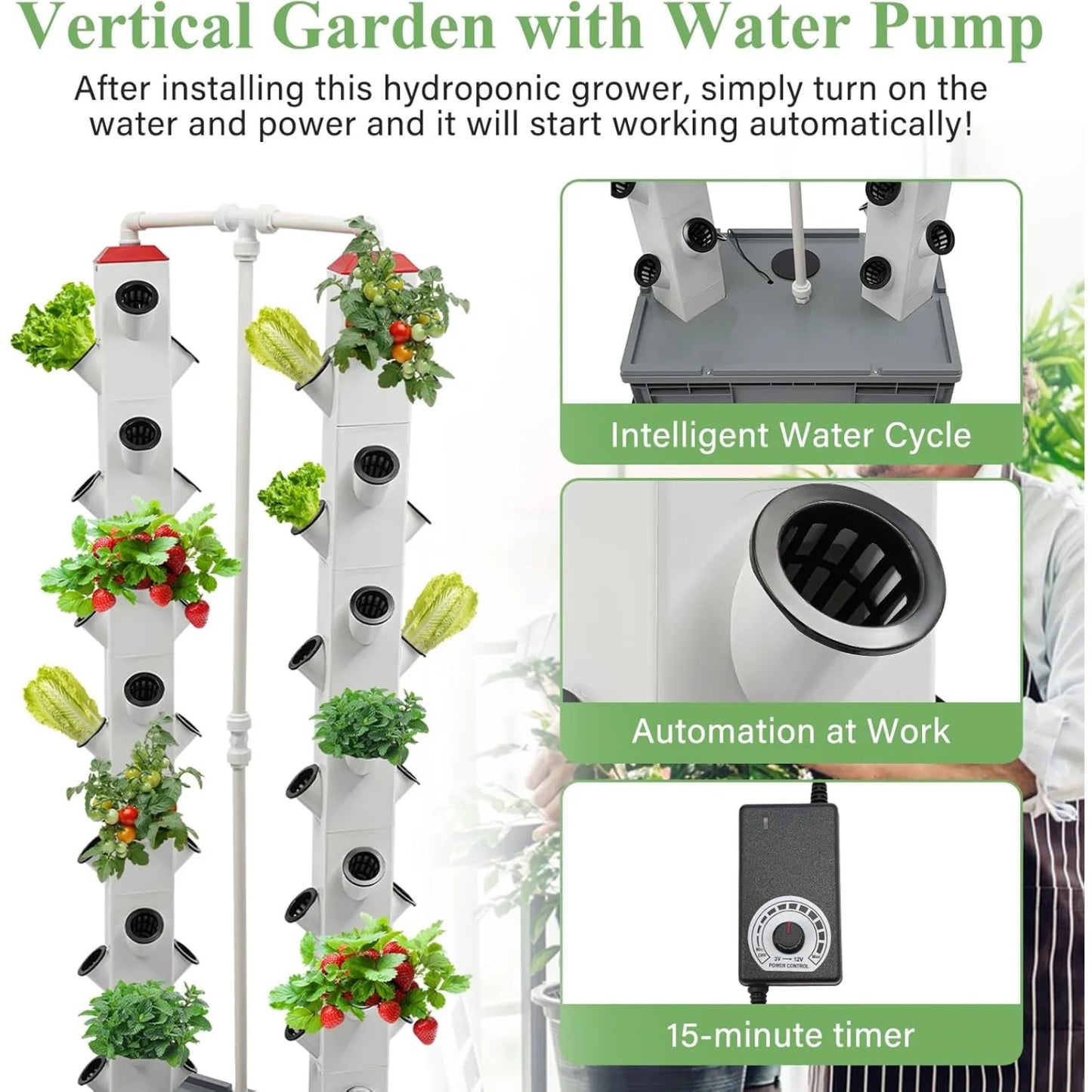 56 Pods Indoor Garden Hydroponics Growing System,Plant Germination Kit Aeroponic Veggie Flower Fruit Growth Pump System for Home