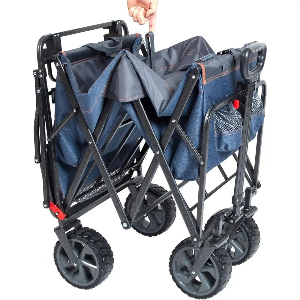Push Pull Utility Wagon Portable Lightweight With Extra Large Wheels