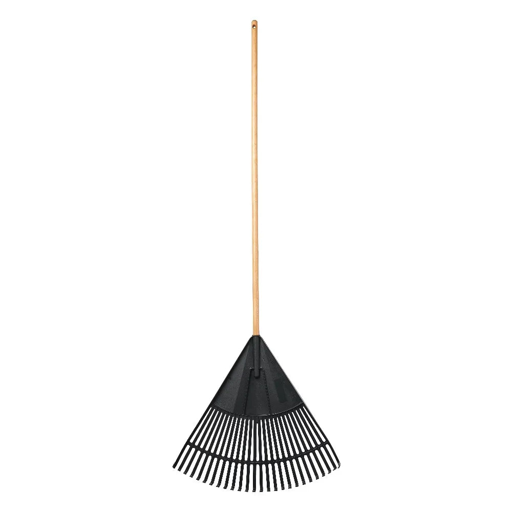 Wooden Handle Poly Leaf Rake for Garden Lawn Cleanup