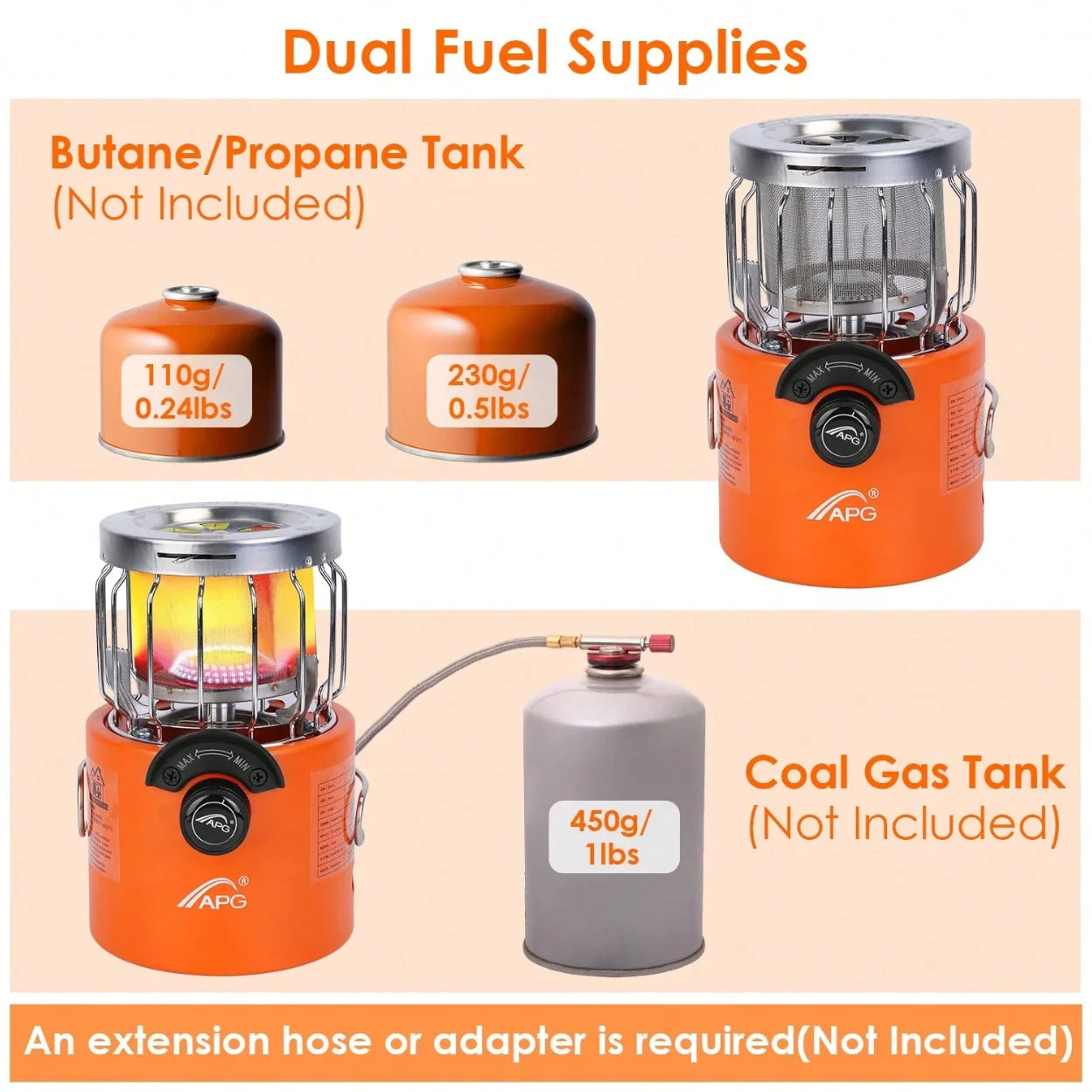 2 In 1 Portable Propane Heater Stove Outdoor Camping