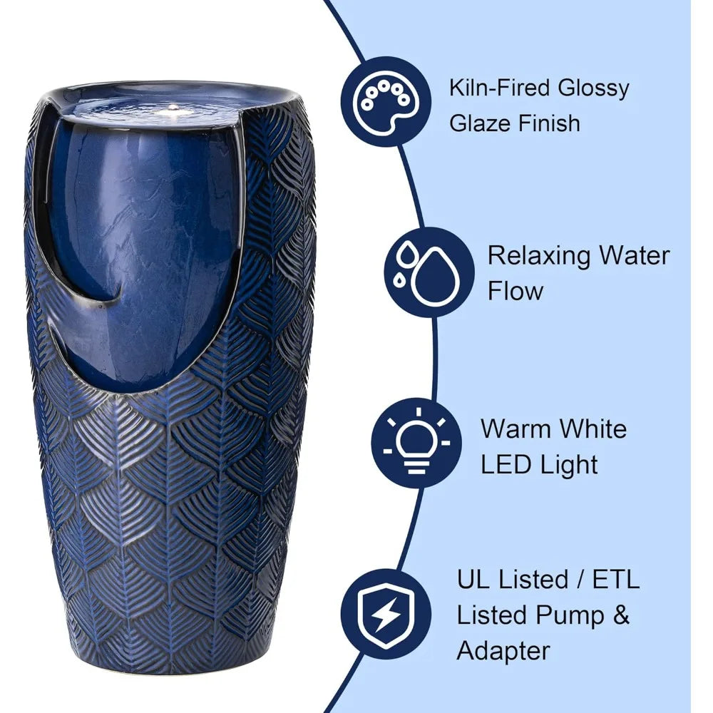 Ceramic Vase Outdoor Water Fountain for Patio Garden
