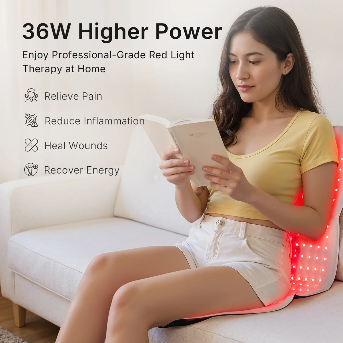 510k Certification 30’’ x 12’’ Large Red Light Therapy Pad for Body 660nm & 850nm Near Infrared Red Light Therapy Massage Mat