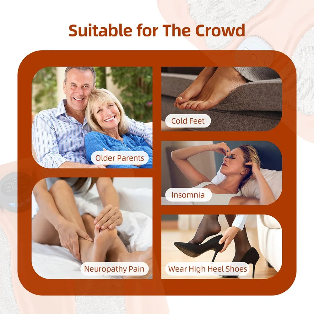 3D Smart Rechargeable Foot Massage Pad EMS Remote 6 Modes 15 Levels Electric Foot Massager Improves Blood Circulation Relax Muscles Slim Legs