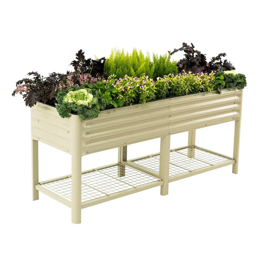 Raised Garden Bed With Legs And Storage Rack For Patio