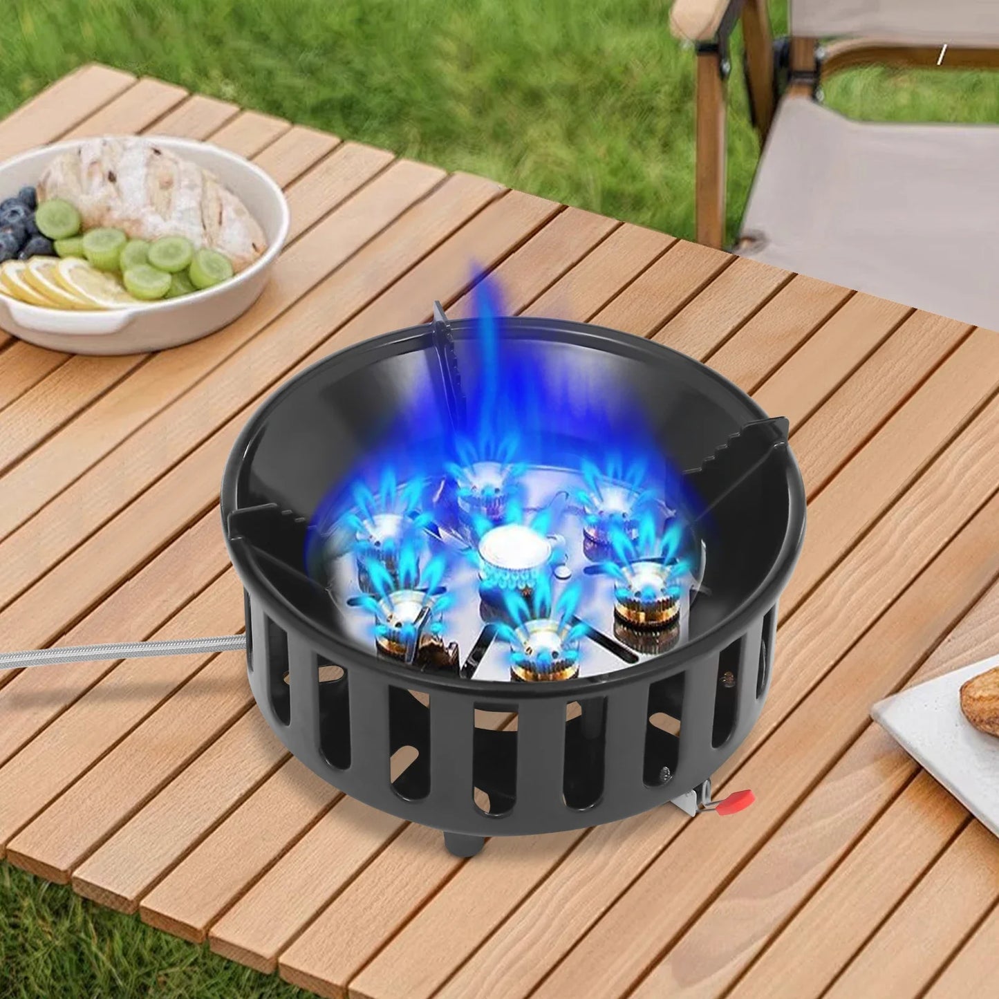 Portable Butane Propane Camping Stove With Adapters For Outdoor Cooking