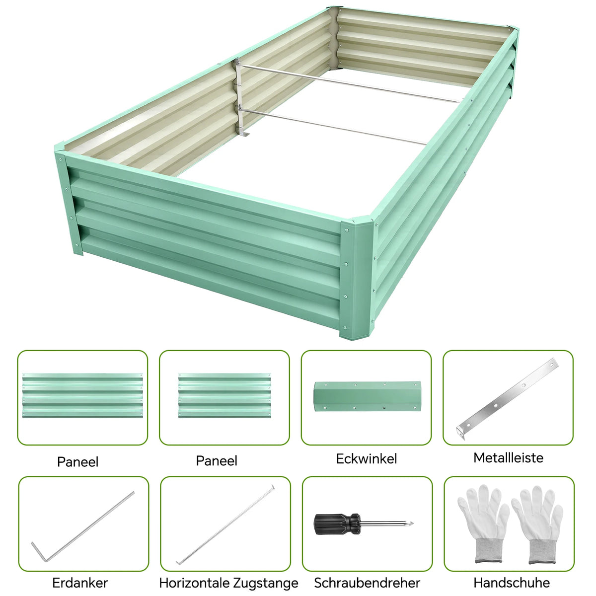 Large Size Galvanized Metal Raised Garden Bed Outdoor Vegetable Growing Planter Box Backyard Planting Container Kit