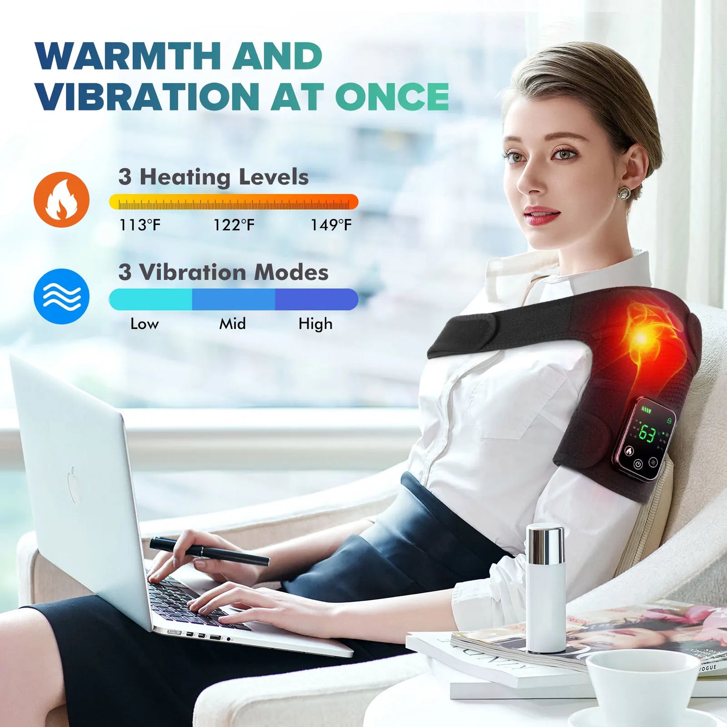 3-in-1 Electric Heated Vibration Massage Knee Pad for Shoulder Elbow Joint Muscle Relax Cordless Thermal Knee Brace Massager