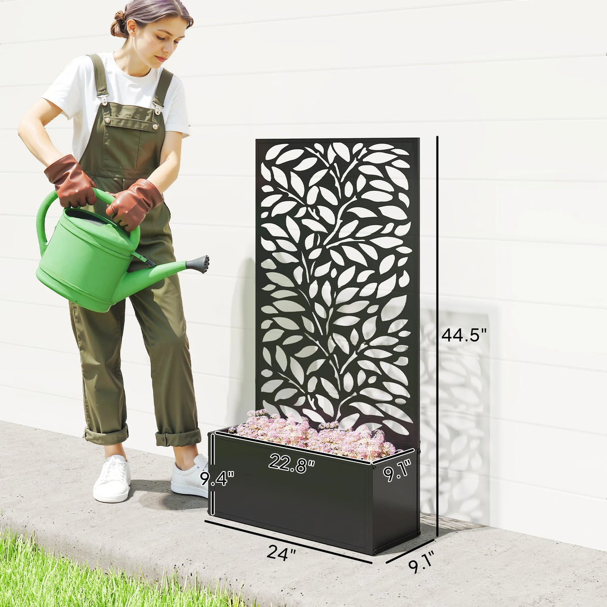 Garden Box with Privacy Panel, Outdoor Planter Box for Garden