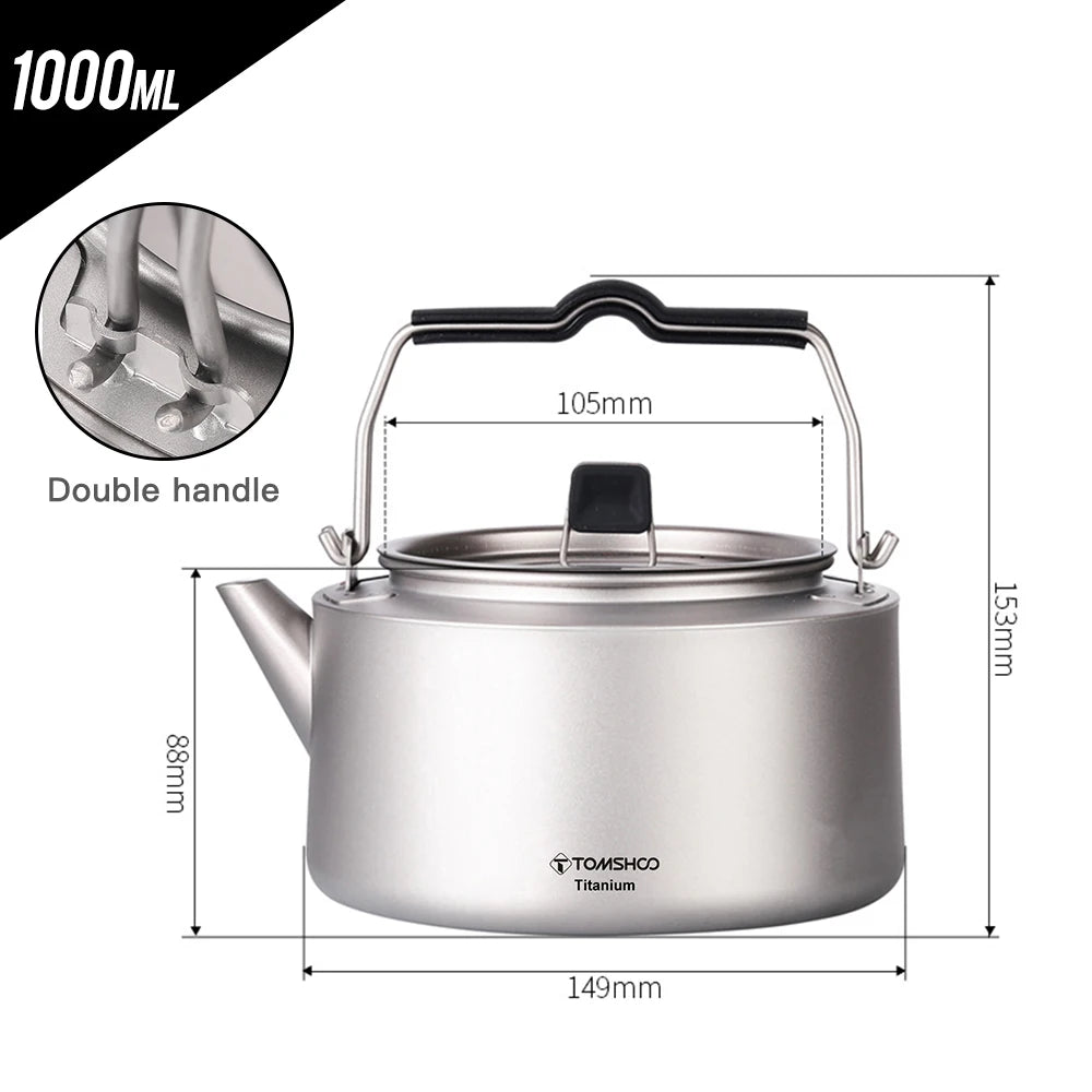 Tomshoo Portable Titanium Camping Kettle For Outdoor Coffee