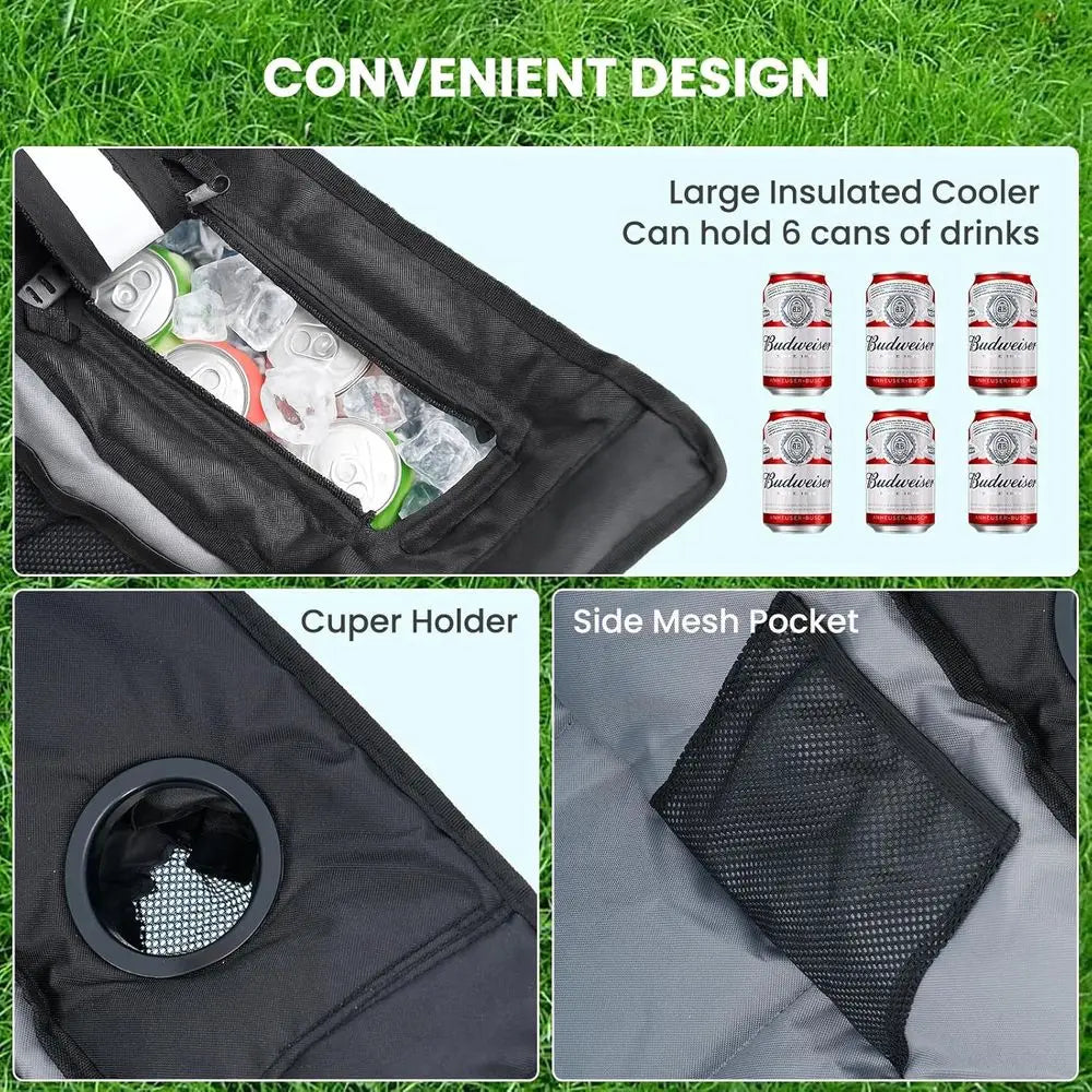 XMSJ Portable Rocking Chair With Cooler Bag For Outdoor Use