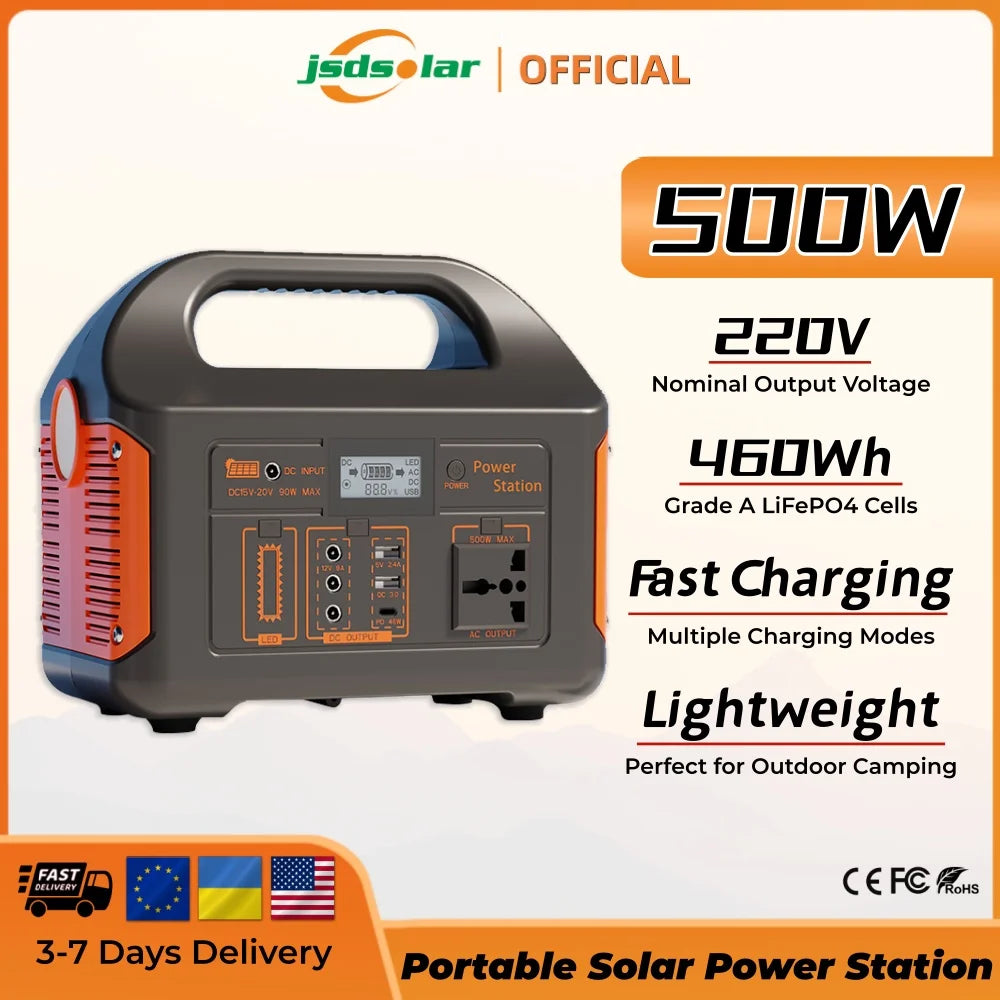 Jsdsolar Portable Solar Power Station Generator 300W 500W 110V 220V