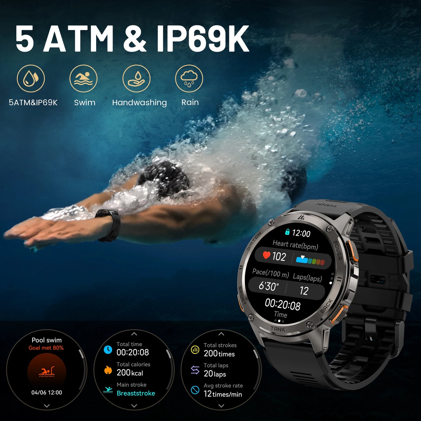 Kospet Tank T3 Smartwatch With Amoled Display And Fitness Tracking