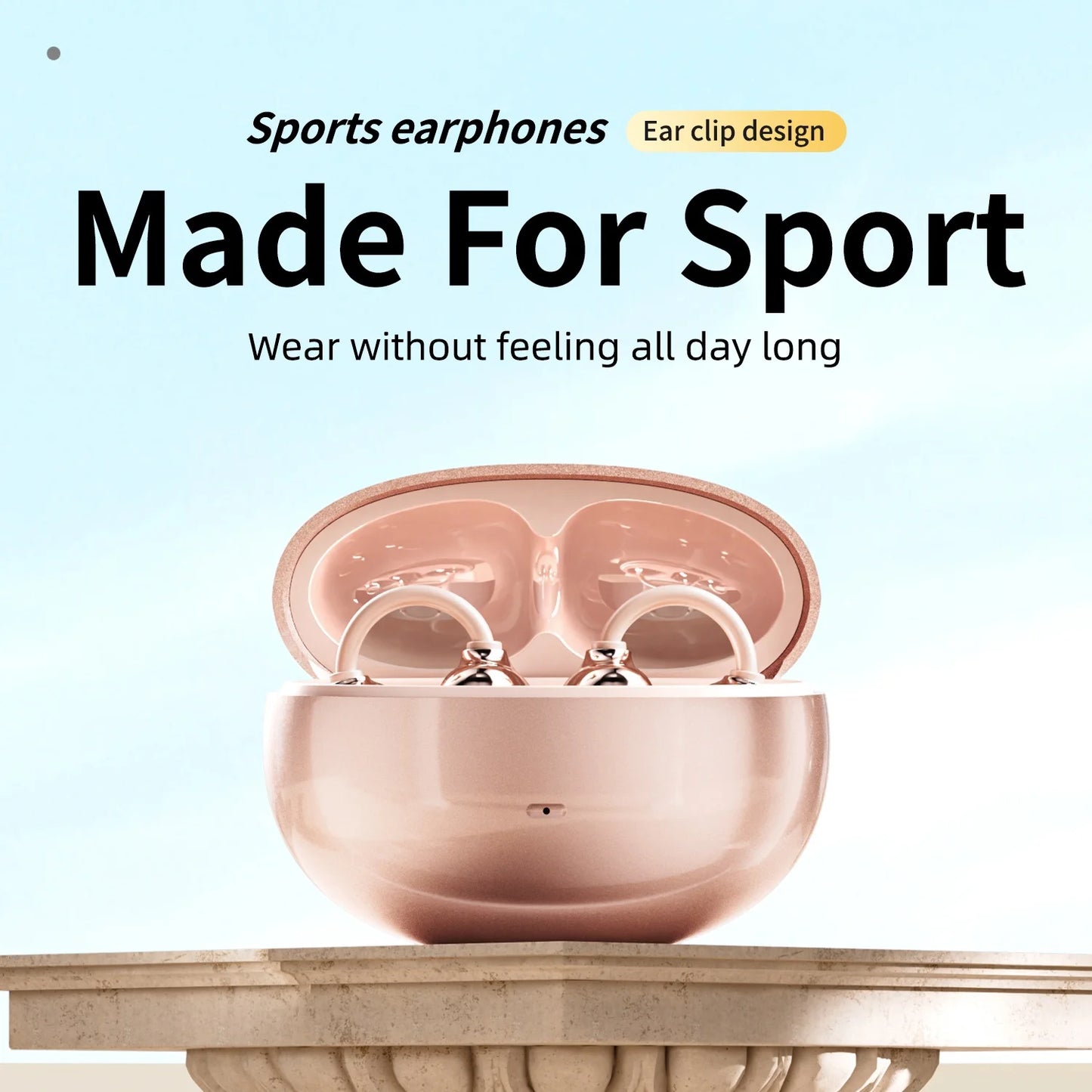 SHUKE Open Ear Clip Headphones Wireless Bluetooth 6.0 With Microphone