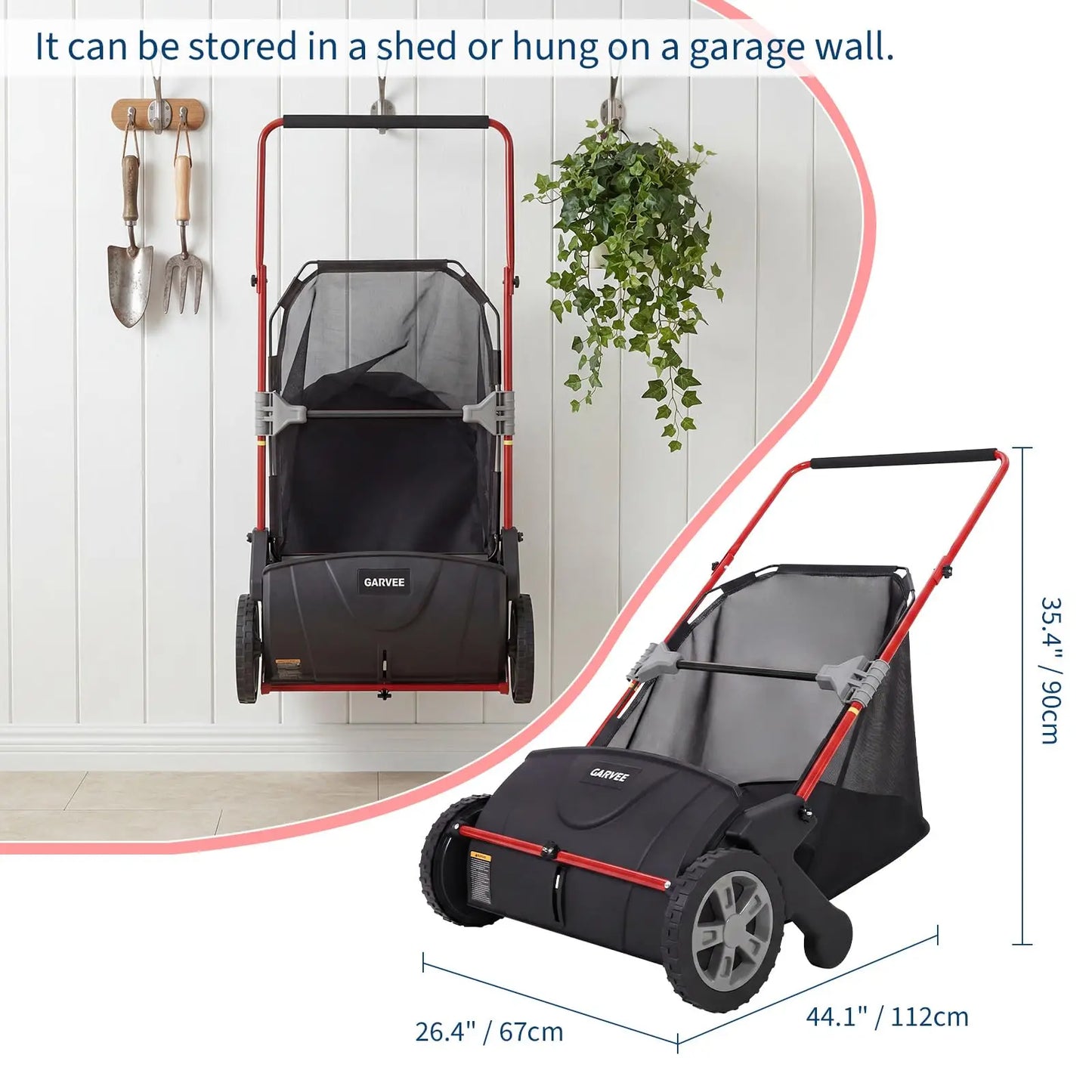 HiMISS Lawn Sweeper Manual Yard Leaf And Grass Collector Hopper