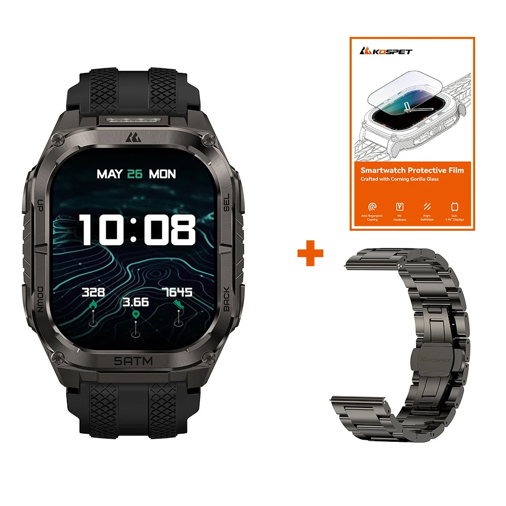 KOSPET Tank M4C Rugged Military GPS Smartwatch With Flashlight