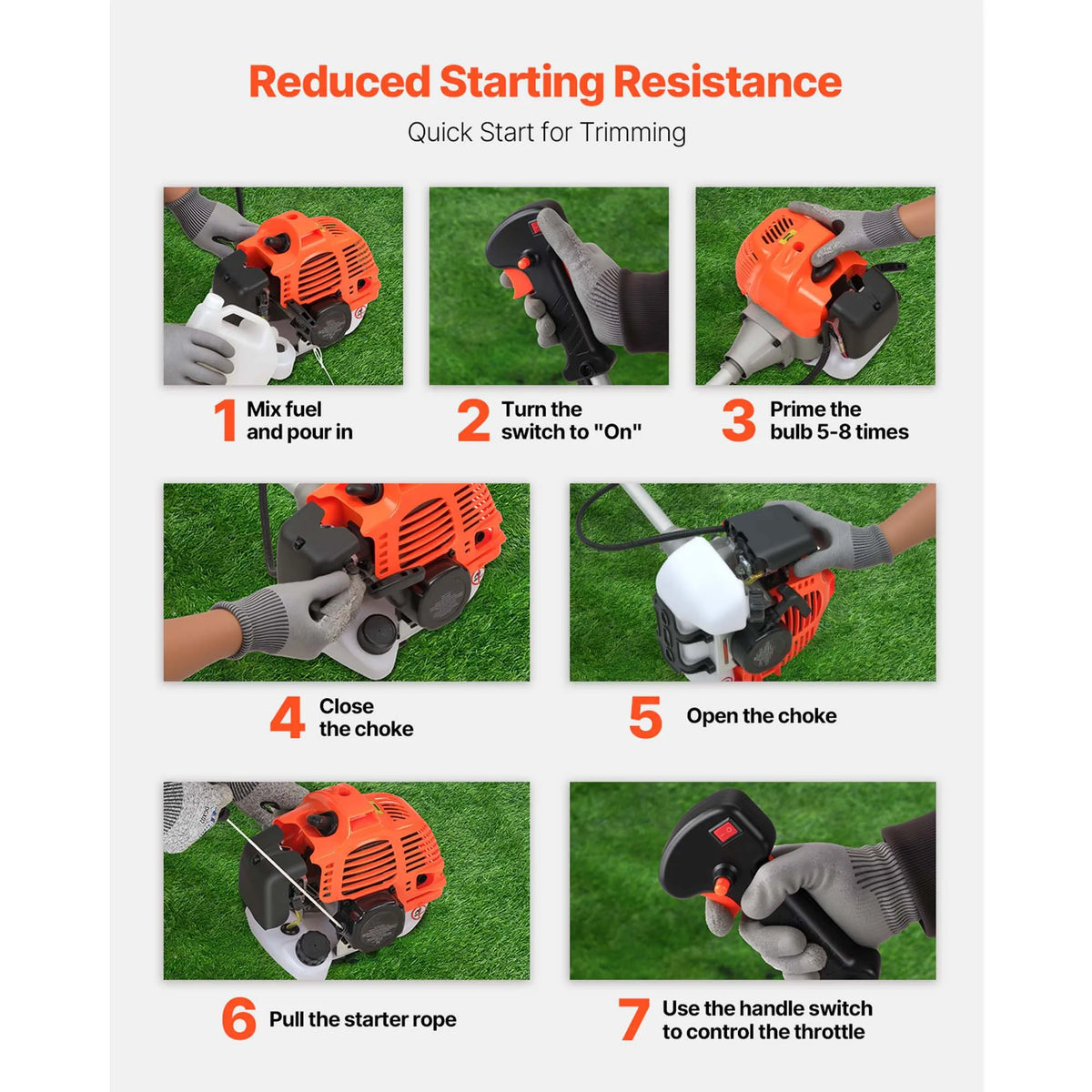 SucceBuy Cordless String Trimmer 26/43/52 cc 2-Stroke Gas Powered Lawn Edger with Shoulder Strap 3T Blade for Grass Cleaning