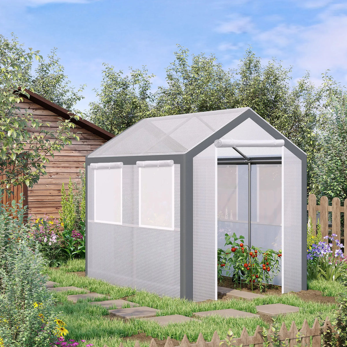 Outsunny Walk In Garden Greenhouse With Heavy Duty Steel Frame