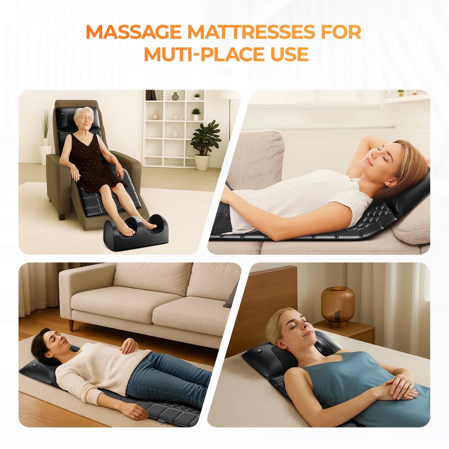 HOMEMASSA Shiatsu Full Body Massage Mat With Heat 10 Motors