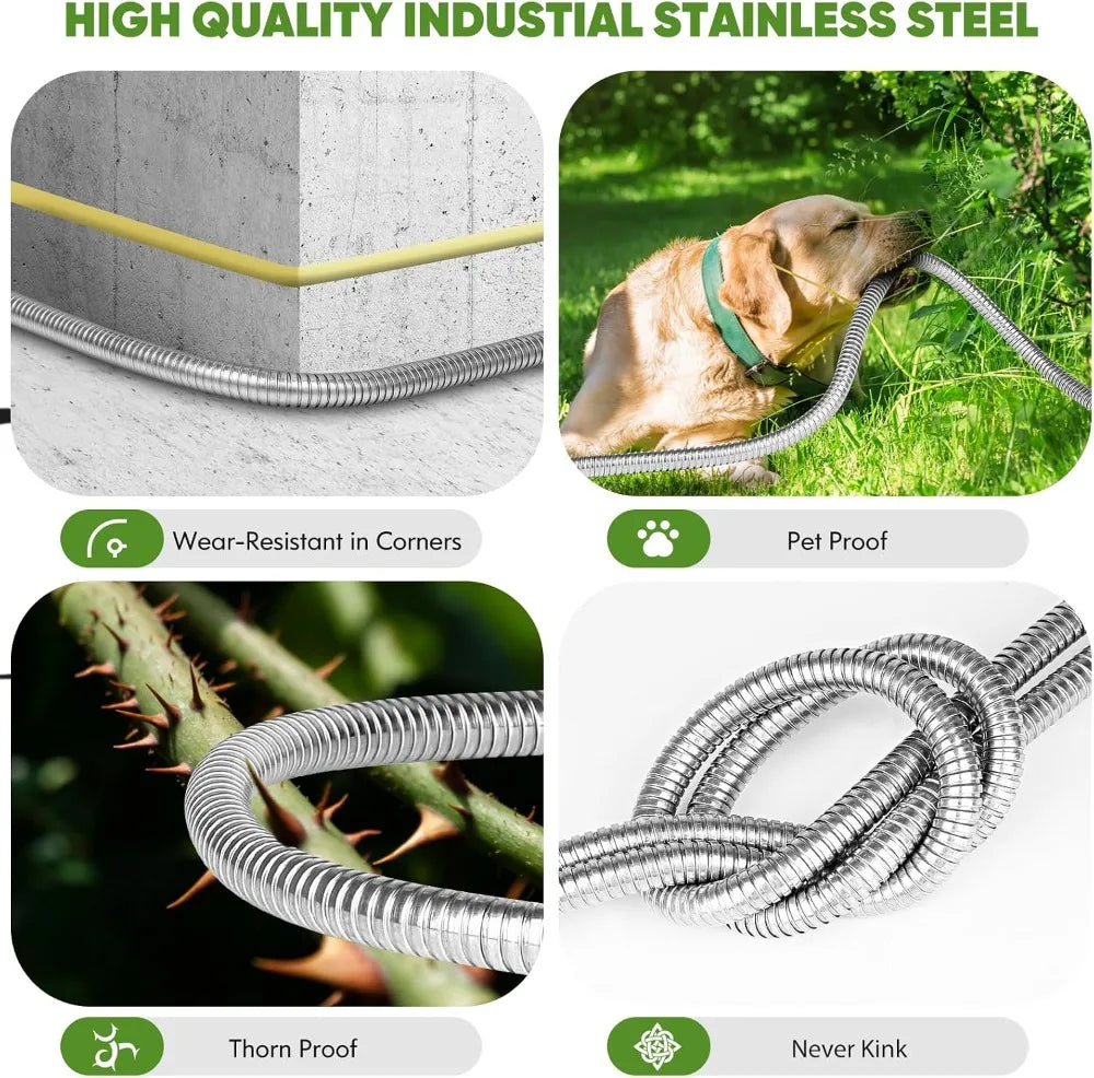 Stainless Steel Garden Hose Heavy Duty With 10 Function Nozzle