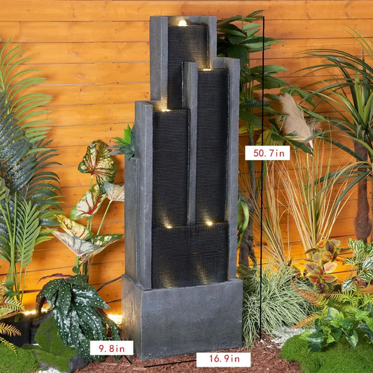 5 Tier Modern Water Fountain Indoor Outdoor Resin Garden Decor