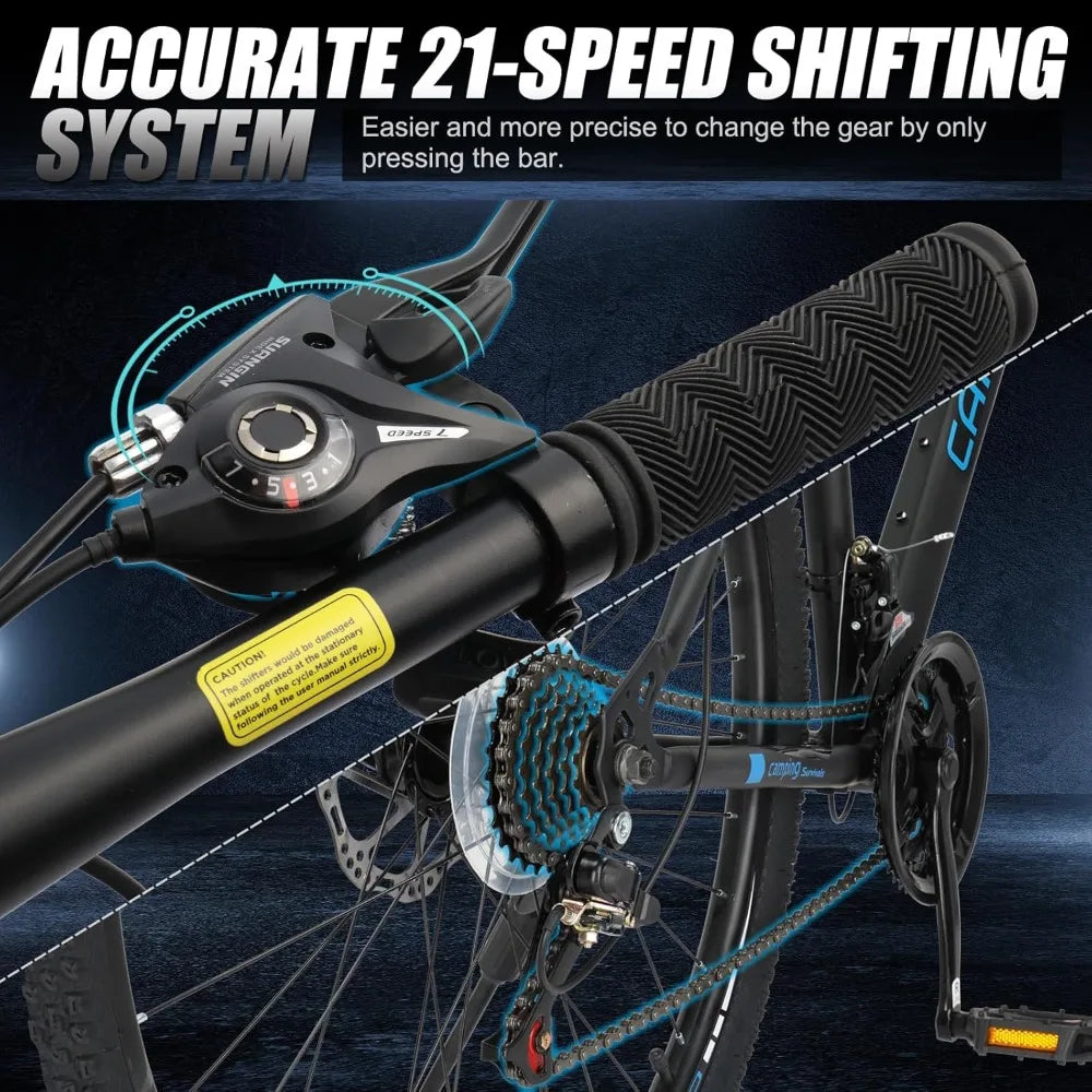 CamPingSurvivals 26/27.5" Mountain Bike 21 Speed Bikes for Adults