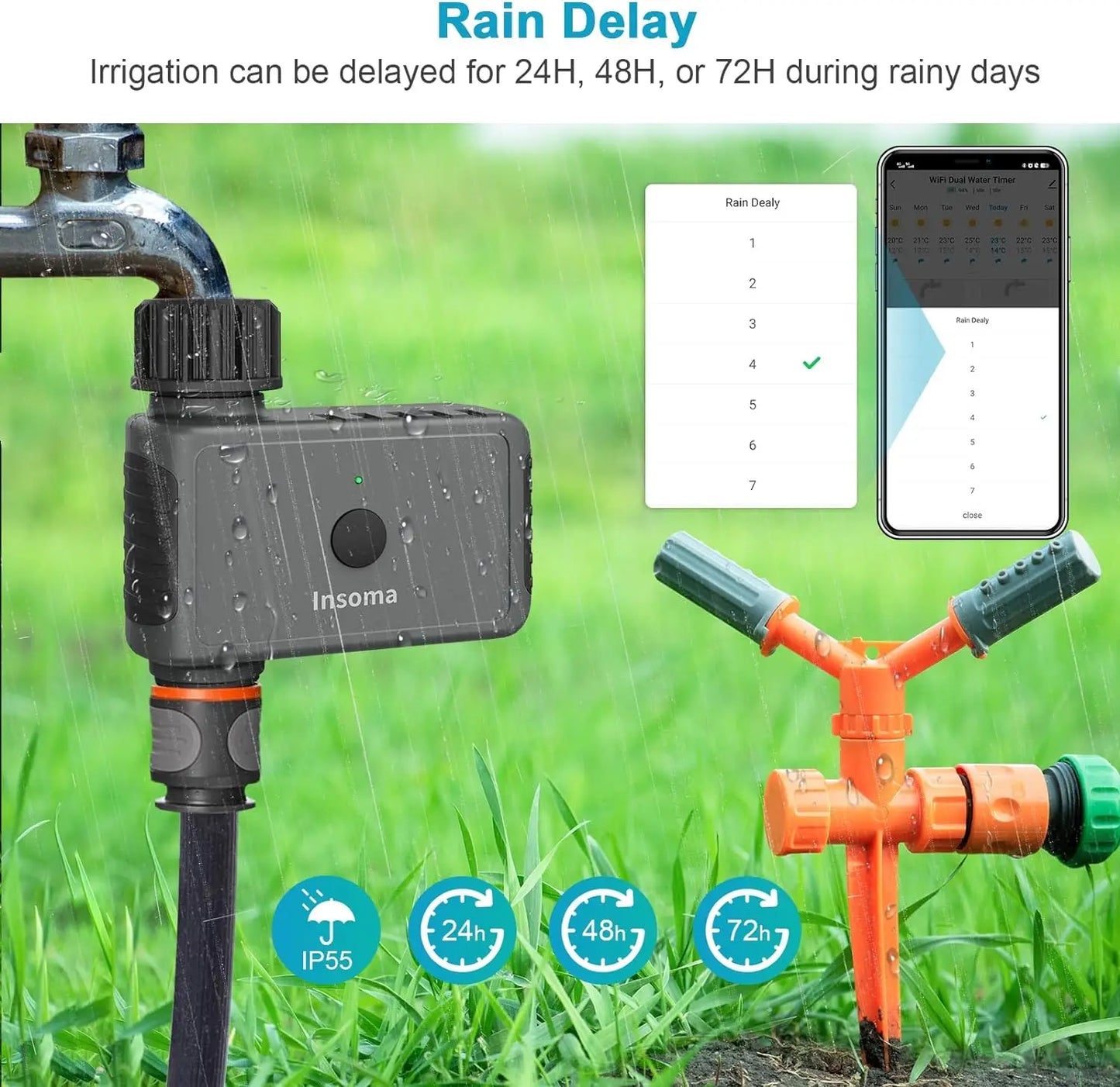 Insoma WiFi Automatic Sprinkler Timer for Garden Irrigation Alexa Compatible