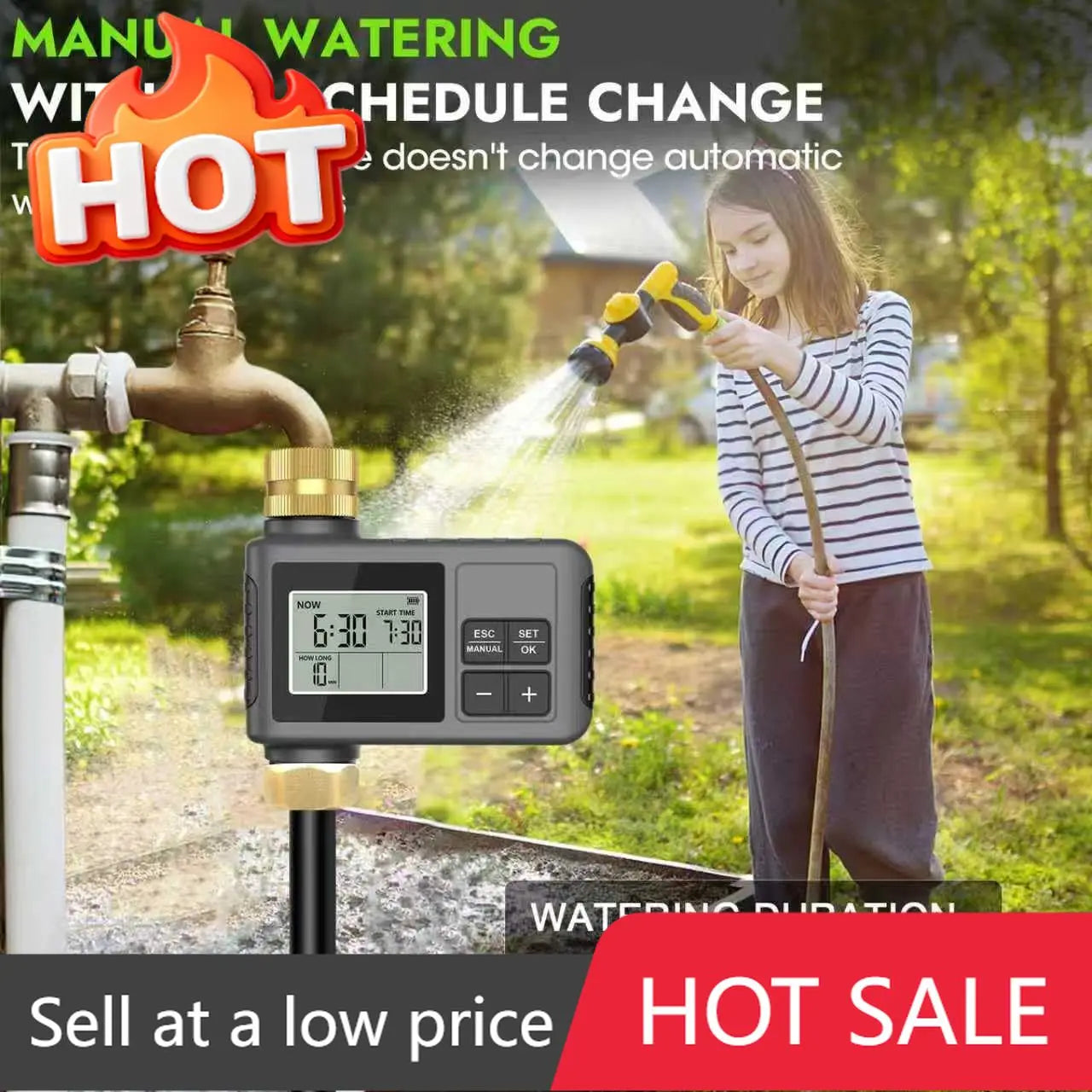 Drip Irrigation System With Smart Water Timer And Adjustable Nozzles