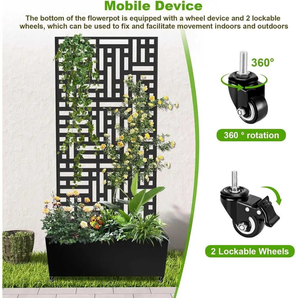 Metal Planter Box Trellis Raised Garden Bed Drainage Holes