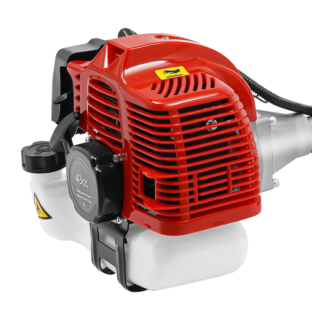 43cc 1.25kW Gasoline Brush Cutter, 2-Stroke Weed Wacker with 2 Blade Heads (Roller & Mowing), for Lawn, Orchard, Tea Garden, Rice Wheat Cutting, and Bush Clearing, 8500rpm High-Speed Grass Trimmer