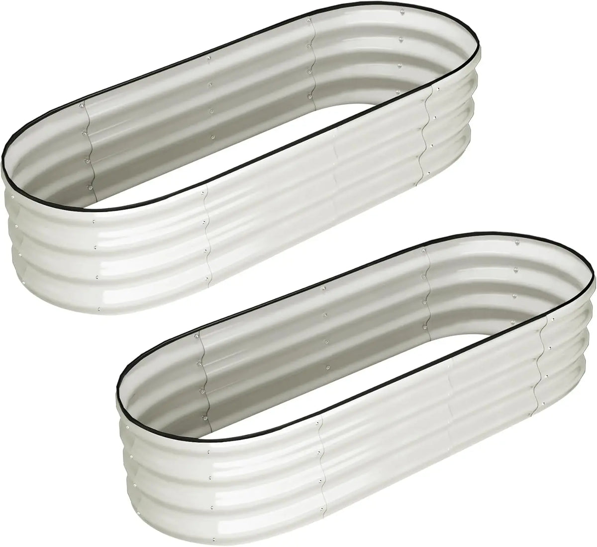Tacleekii 6X3X1FT Oval Galvanized Raised Garden Beds 2 Pack Metal Raised Bed for Gardening, Large Outdoor Planters with Safety Edge for Vegetables Flowers Fruits