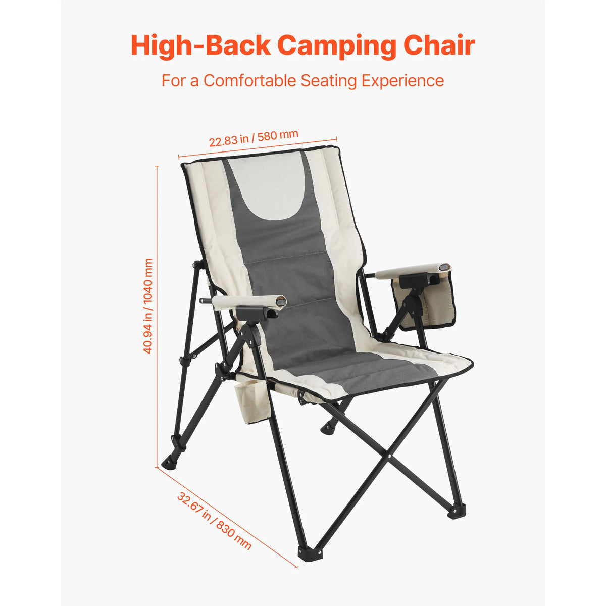 SucceBuy Folding Camping Chair, Outdoor High Back Chair Full Padded Beach Chairs with Armrest & Headrest Portable Lawn Chairs