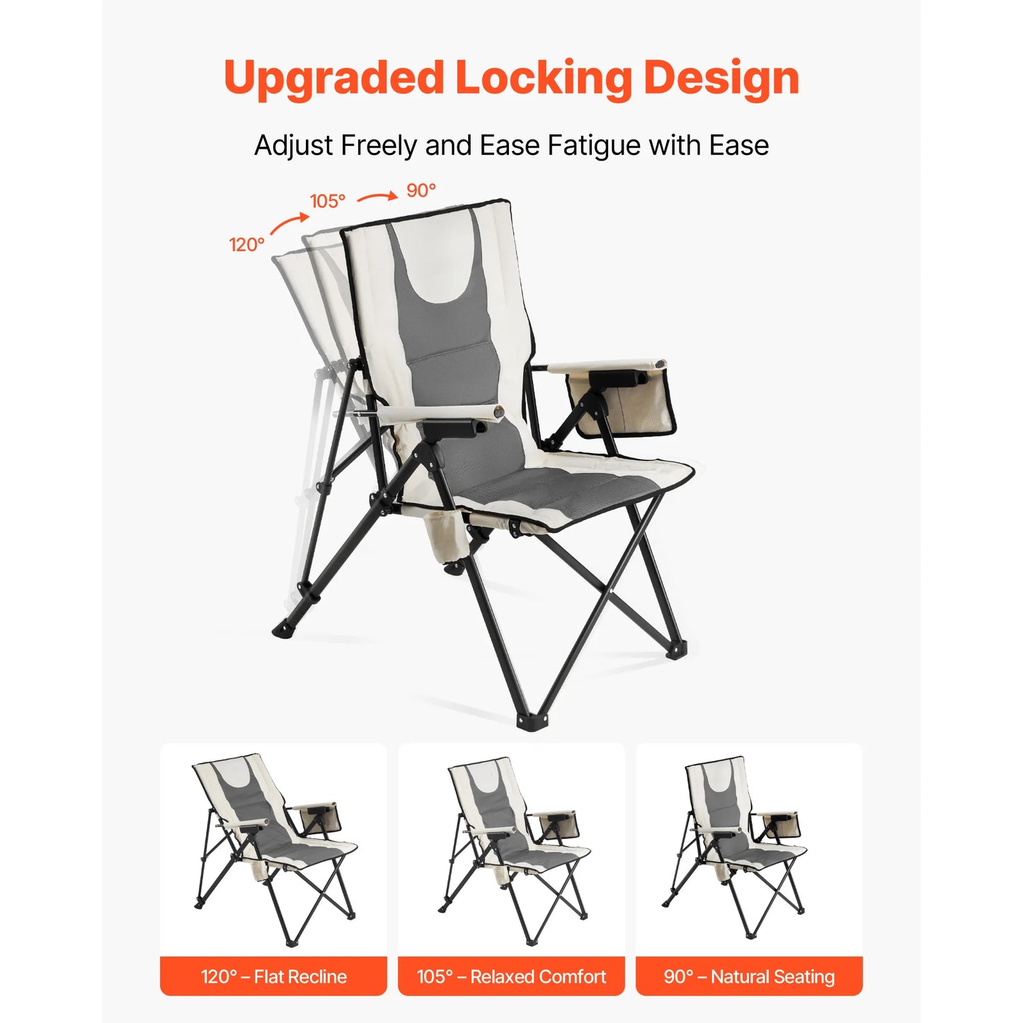 SucceBuy Folding Camping Chair, Outdoor High Back Chair Full Padded Beach Chairs with Armrest & Headrest Portable Lawn Chairs