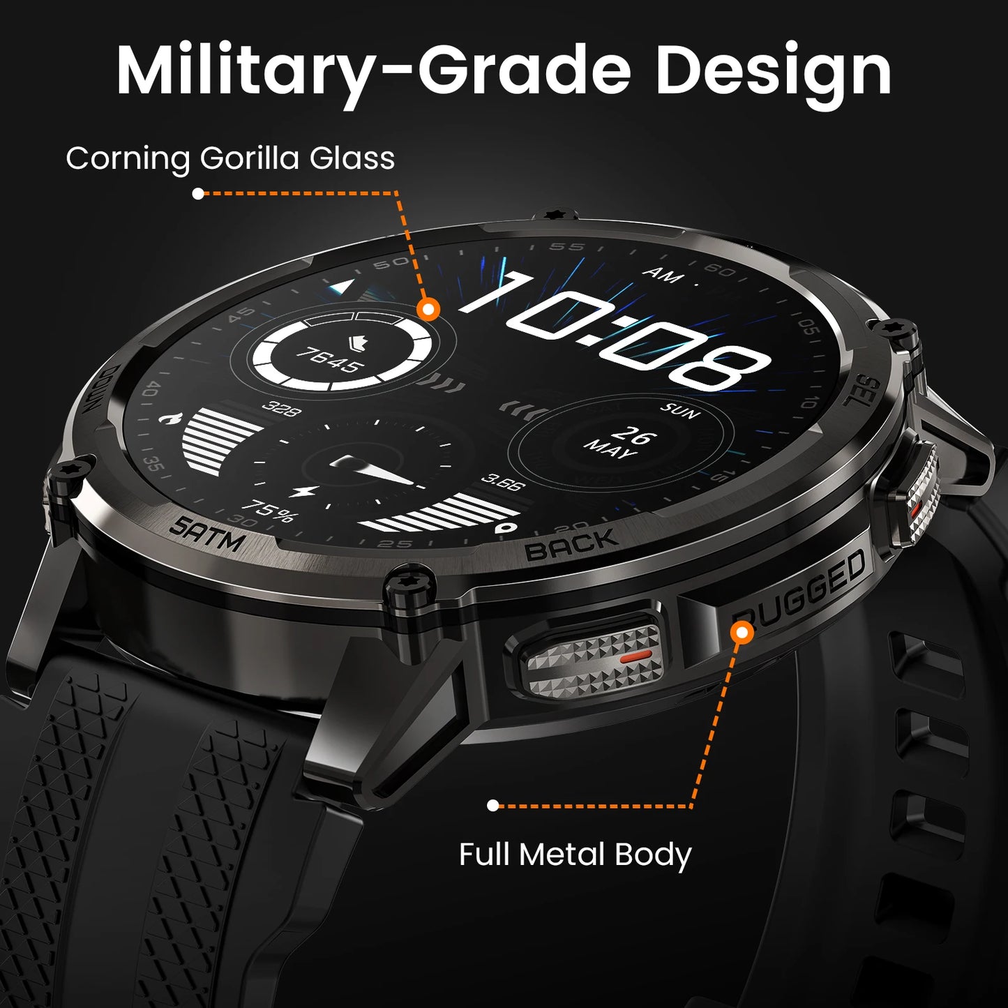 Kospe Tank T4C Smartwatch Rugged Outdoor GPS Health Tracker